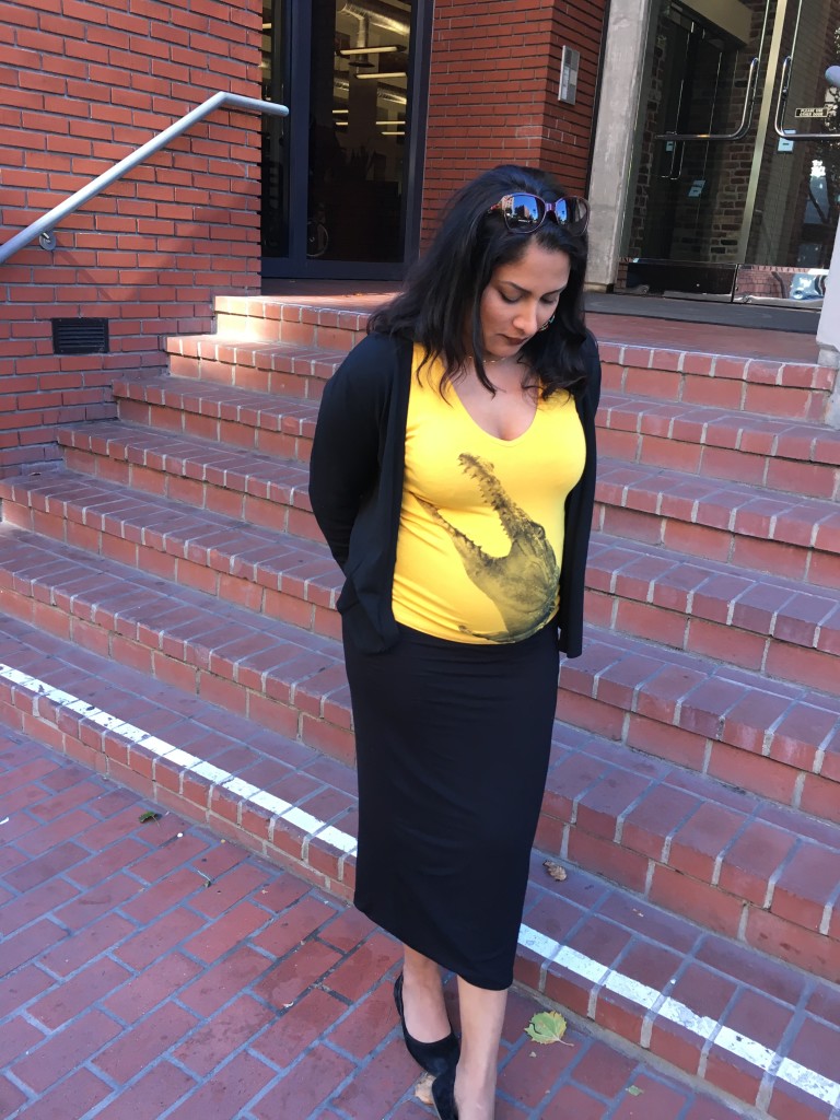 Author Mira Veda- 5 months pregnant. Photo courtesy of Mira Veda. 