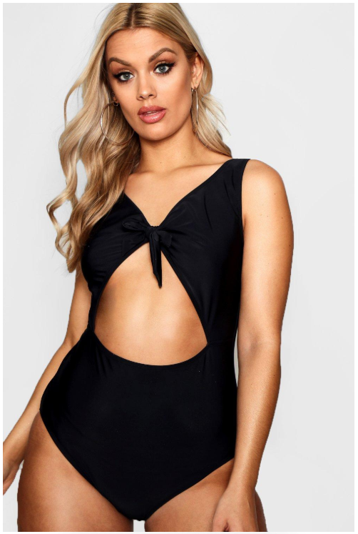 This one piece swimsuit with peek-a-boo cutout from boohoo is perfect for summer.