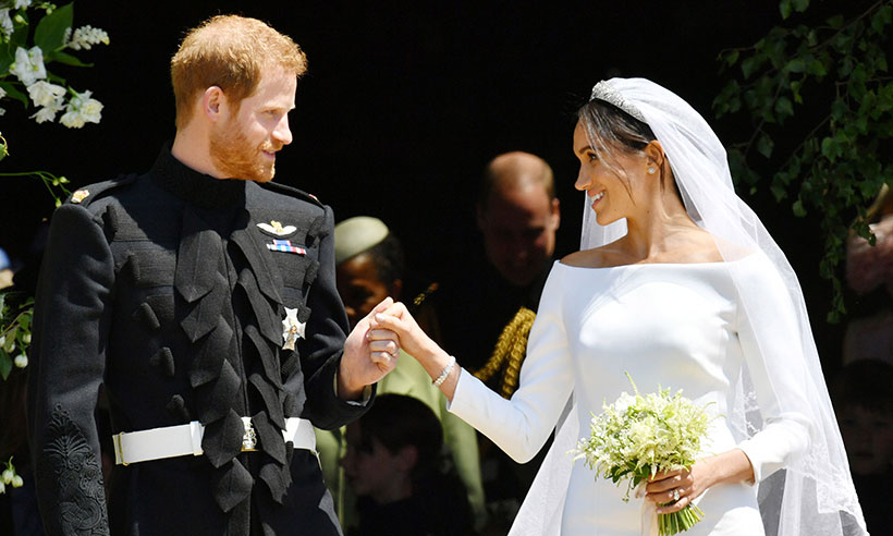 Megan Markle, a biracial identifying American woman, marries Prince Harry, royal heir of England.