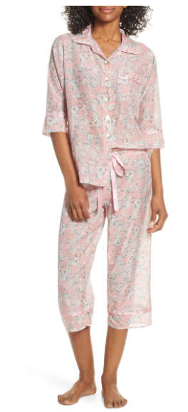 Isabelle cotton and silk cropped pajama set