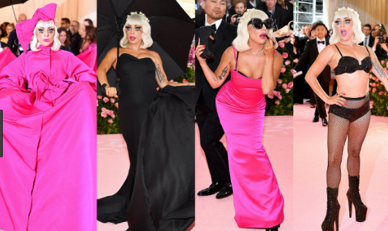 lady gaga wears four brandon maxwell designed outfits to 2019 met gala celebrating camp fashion