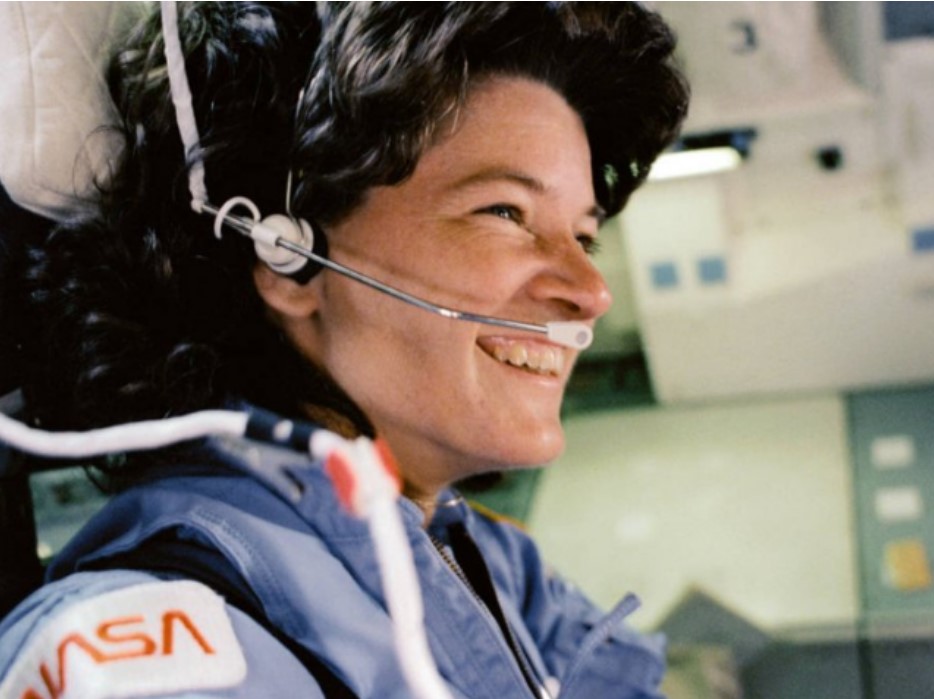 A photo of Sally Ride, the first woman to fly to space.