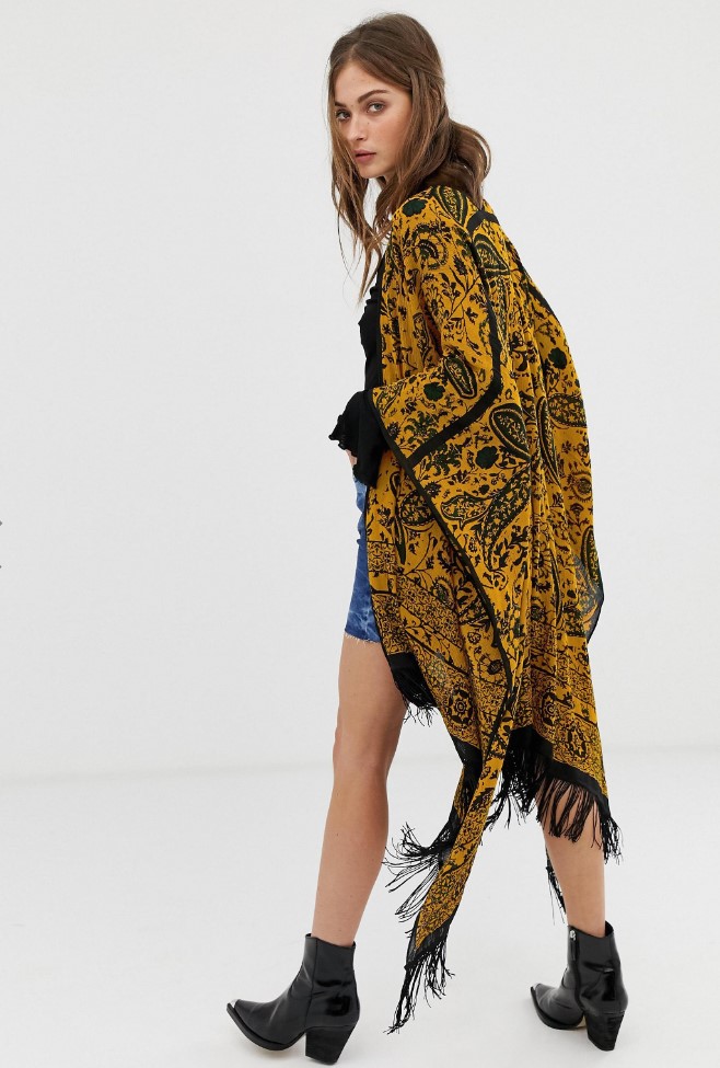 Try wearing this kimono with fringe from ASOS for the autumn season.