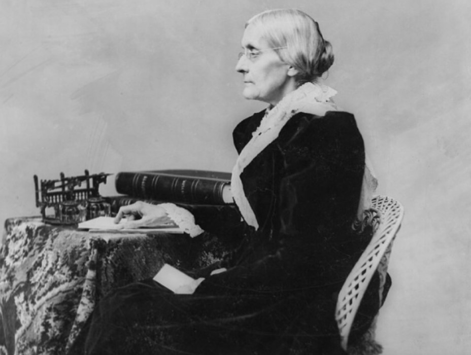 A picture of Susan B. Anthony, the prominent female leader associated with the enactment of the American 19th Amendment.